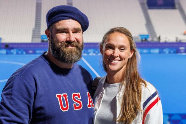 Jason Kelce Rocks a Beret as He and Kylie Kelce Cheer on Team USA’s Women’s Field Hockey Team at Paris Olympics