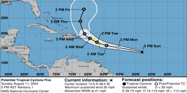 Potential Tropical Cyclone 5 forms in Atlantic, system may be a tropical storm by Monday