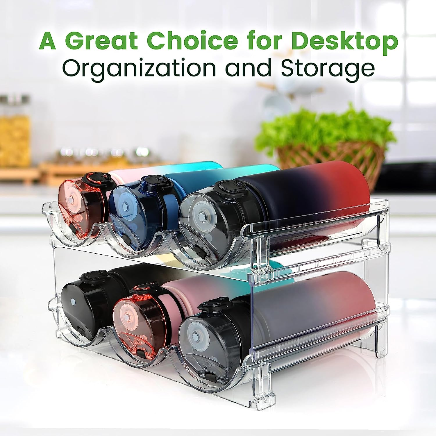 Water Bottle Organizer for Cabinet, Water Bottle Storage Organizer, 2 Packs Water Bottle Storage Rack, Water Bottle Holder for Cabinet, Stackable Water Bottle Storage Rack - Image 6