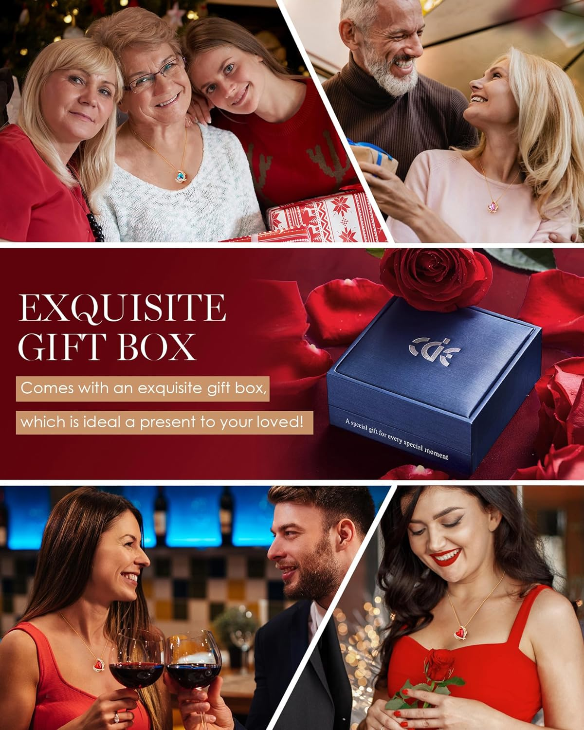 Mothers Day Gifts for Mom,Love Heart Pendant Necklaces for Women, Silver Tone Rose Gold Tone Birthstone Jewelry Gifts for Wife Her - Image 5