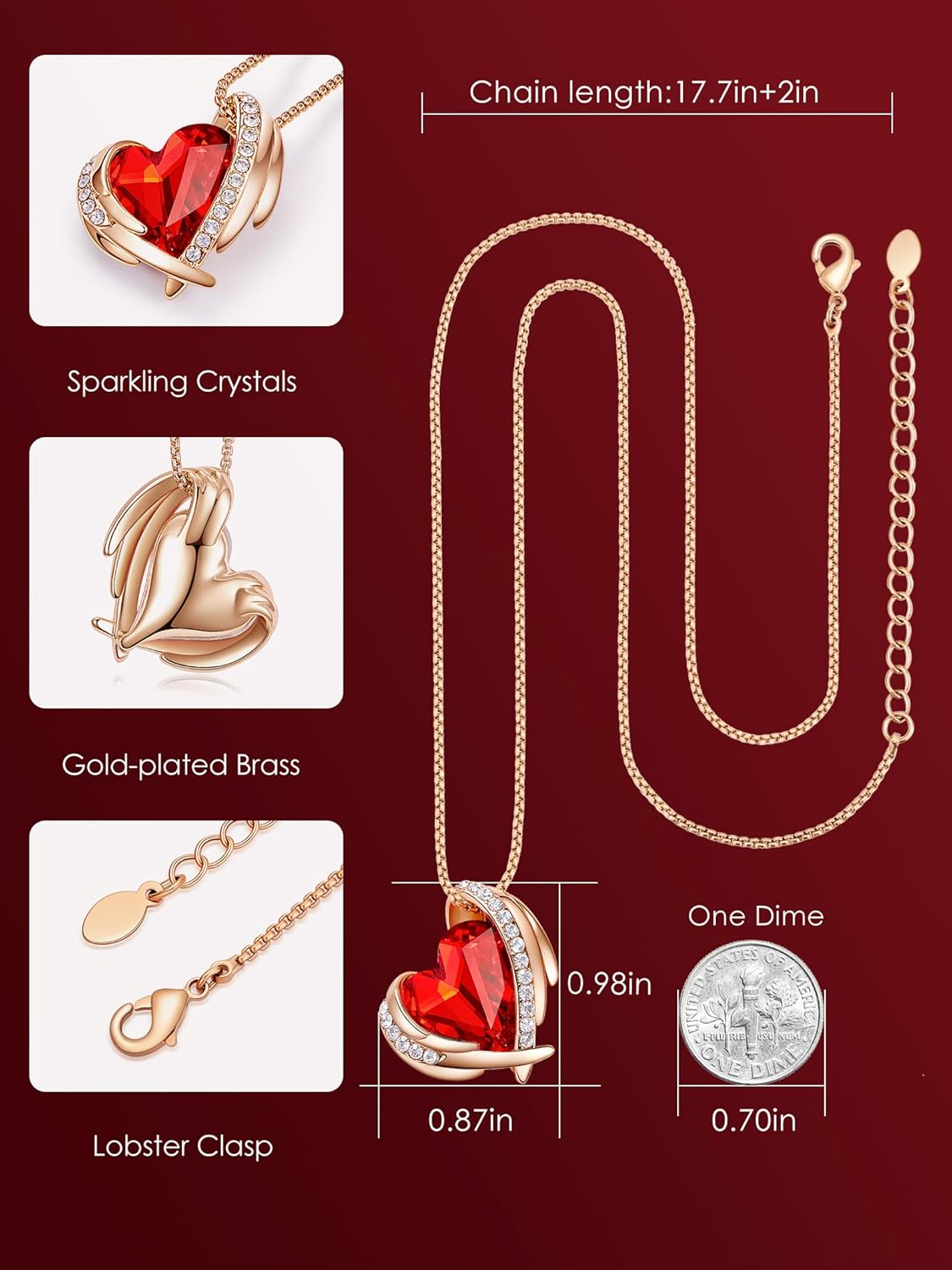 Mothers Day Gifts for Mom,Love Heart Pendant Necklaces for Women, Silver Tone Rose Gold Tone Birthstone Jewelry Gifts for Wife Her - Image 4